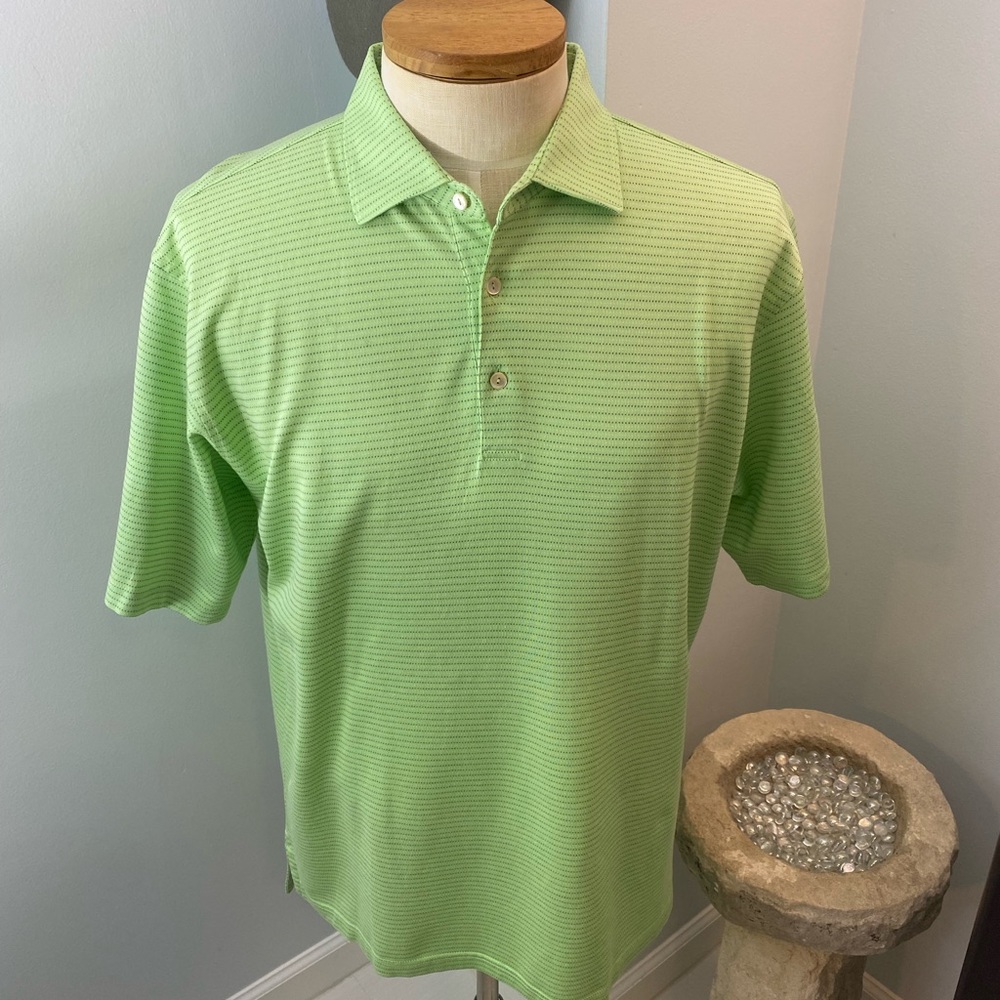 Peter Millar Designer Polo Golf Shirt in size Large. Bright Green.